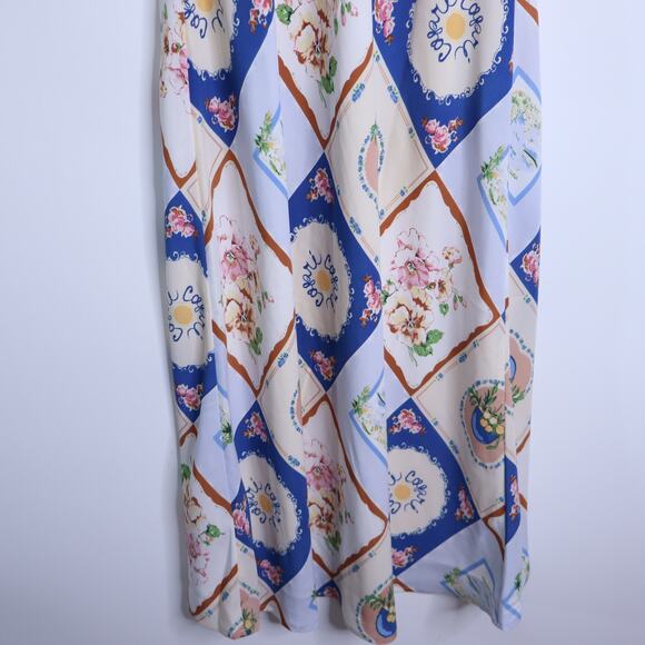 ABERCROMBIE & FITCH Julia Slip Maxi Dress Blue Tile French Country Women's S - Picture 10 of 13